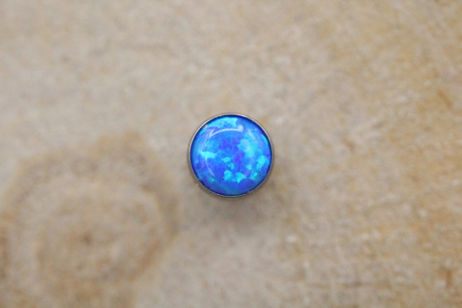 Threadless Titanium Opal Tops, Size: 2mm, Colour: #05 Capri