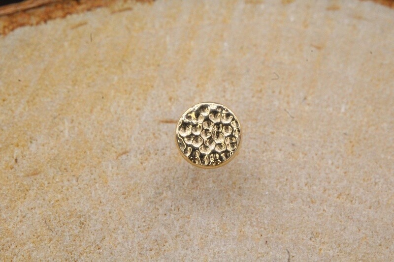 Threadless Yellow Gold Hammered Disc Top