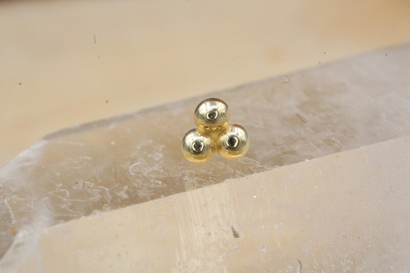 Threadless Yellow Gold Tri- Bead Top