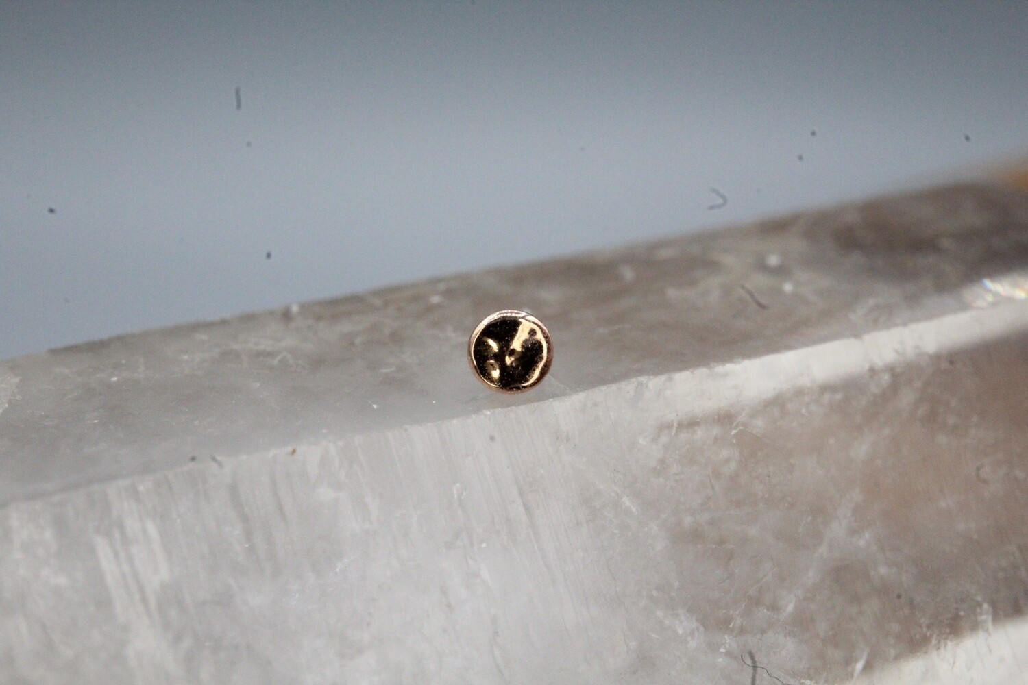 Threadless Rose Gold Hammered Disc Top, Size: 2mm