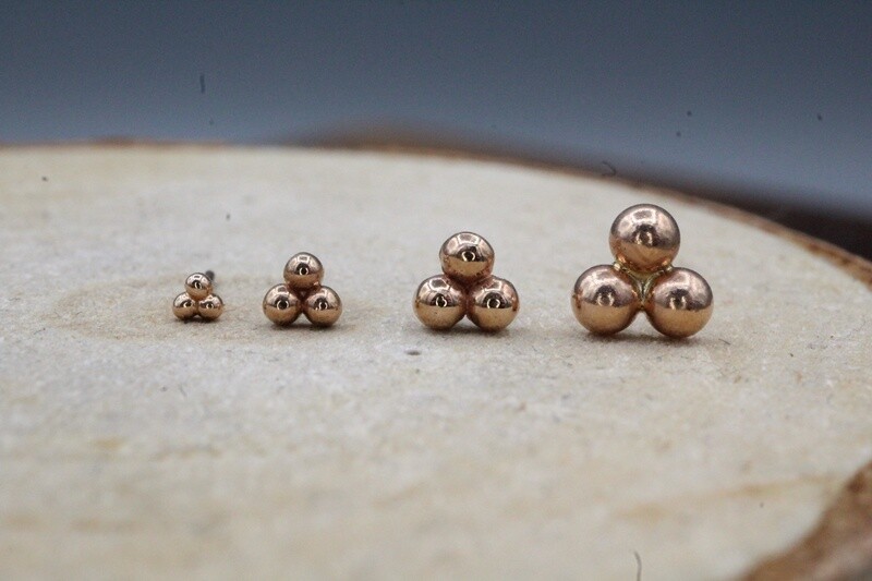 Threadless Rose Gold Tri Bead Top