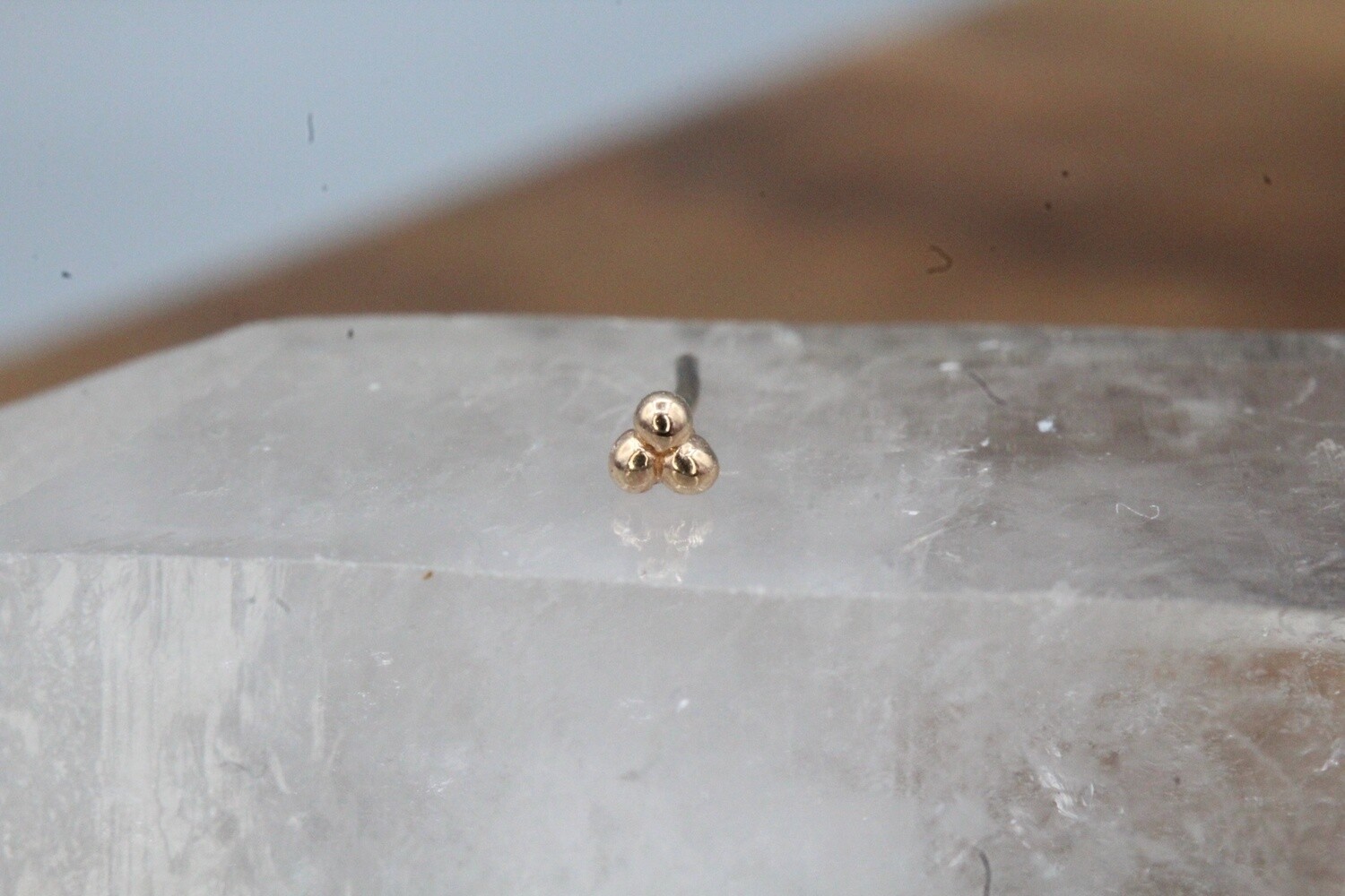 Threadless Rose Gold Tri Bead Top, Size: 3x1mm