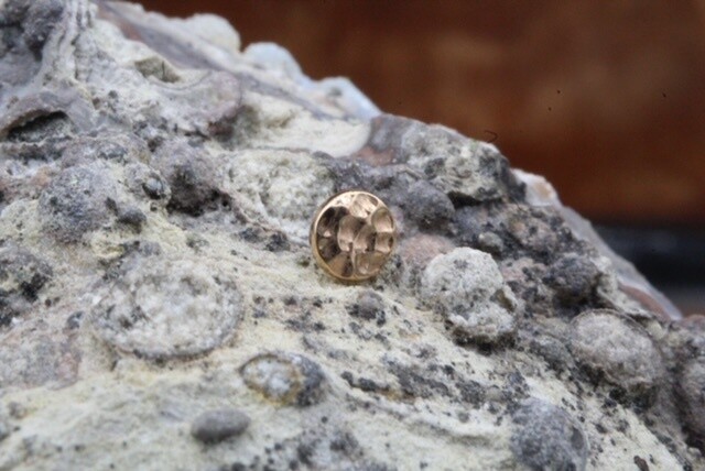 Threaded Rose Gold Hammered Disc, Gauge: 16g, Size: 3mm