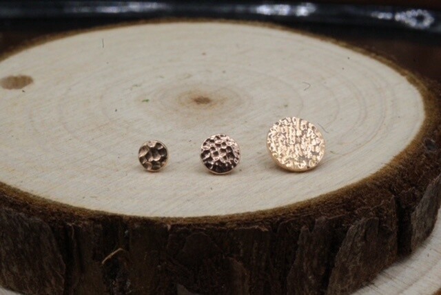 Threaded Rose Gold Hammered Disc