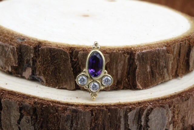 Threaded Yellow Gold Sarai Oval