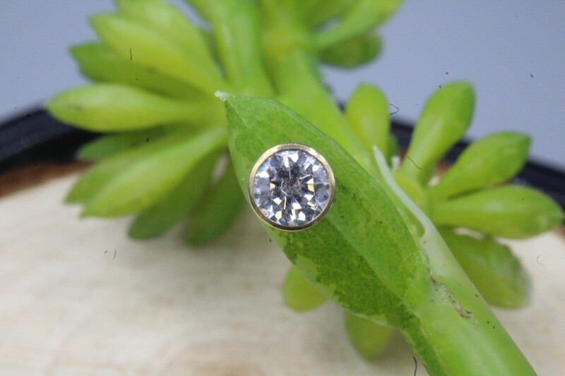 Threadless Yellow Gold Bezel Set Genuine Diamond Tops