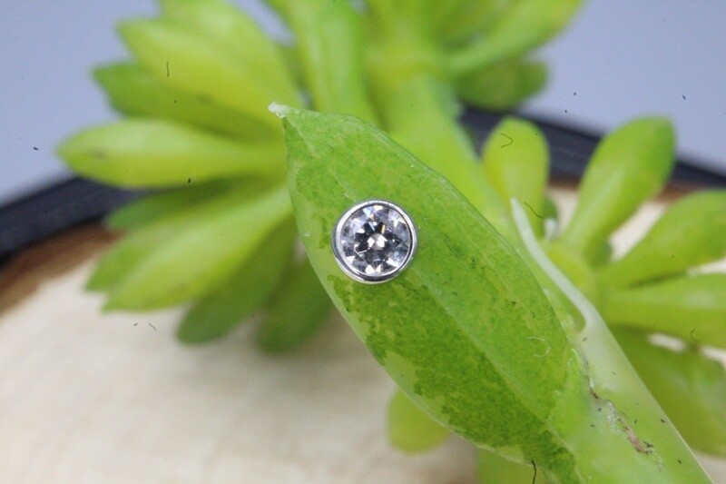 Threadless White Gold Bezel Set Genuine Diamond Tops