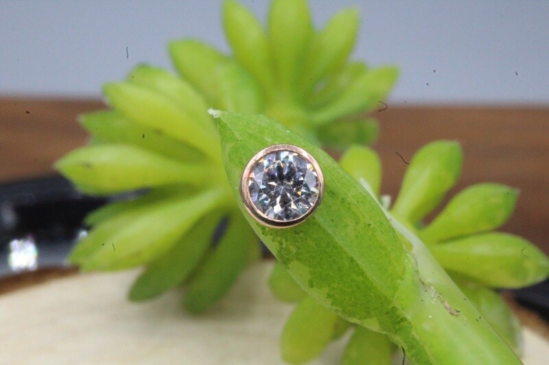 Threadless Rose Gold Bezel Set Genuine Diamond Tops