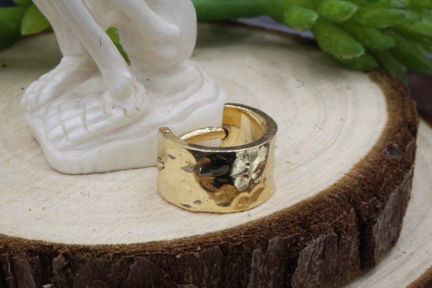 Yellow Gold Elysian Hinge Ring, Style: Hammered Cuff