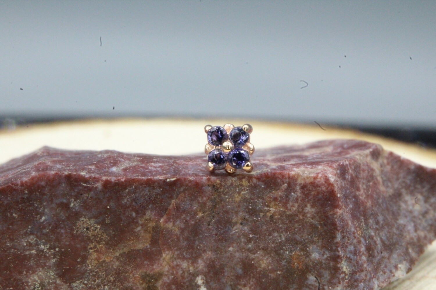 Threadless Rose Gold Reema, Stone: Iolite (AA)