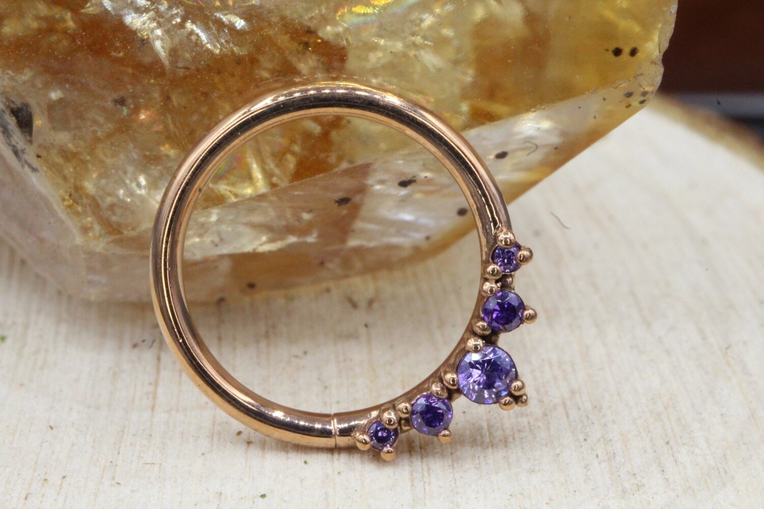 Rose Gold Throne Seam, Diameter: 5/16&#39;&#39;, Stone: Amethyst