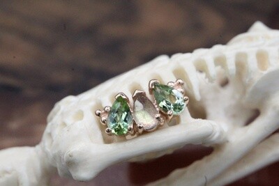 Threaded Rose Gold 3 Gem Pear Panaraya