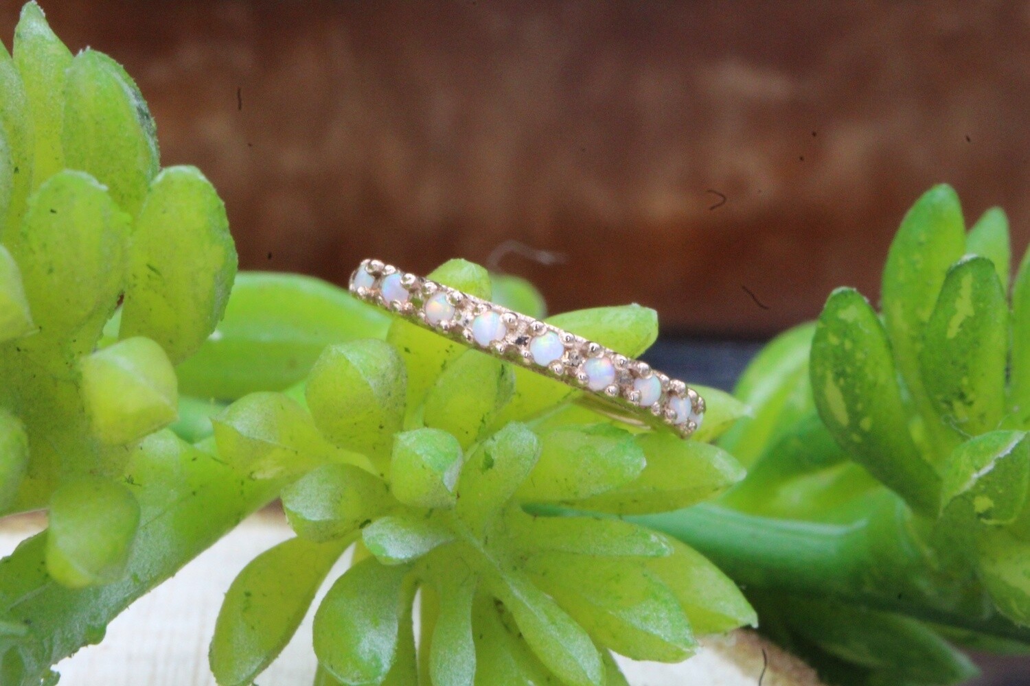 Rose Gold Hera Seam, Size: 16g 3/8&#39;&#39;, Stone: Faux Opal