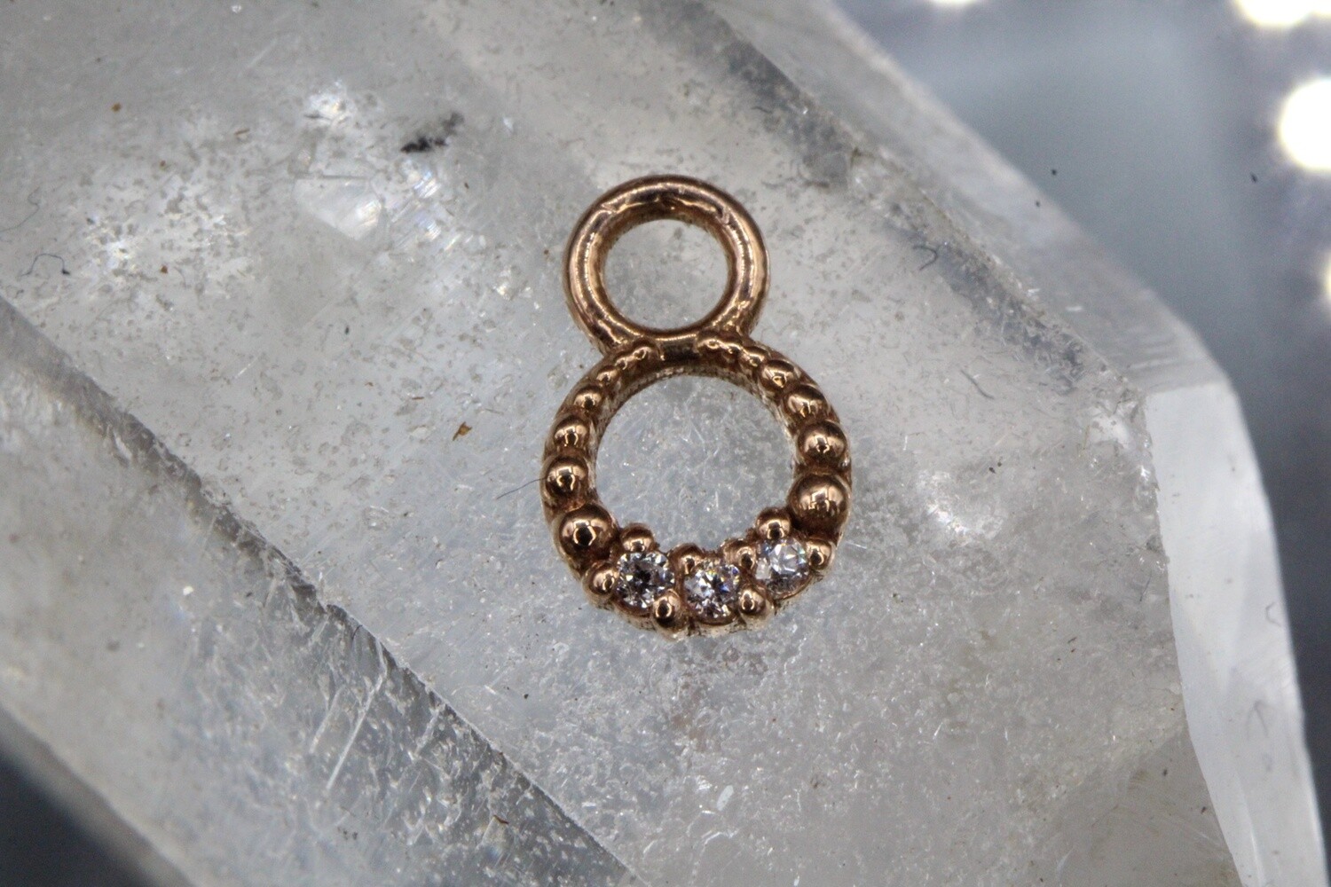 Rose Gold Athena Charm, Stone: White CZ