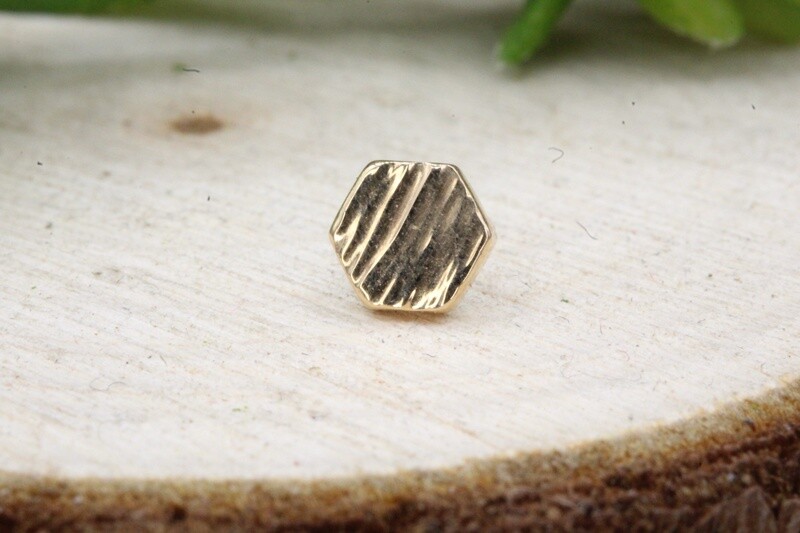 Threadless Yellow Gold Hexagon