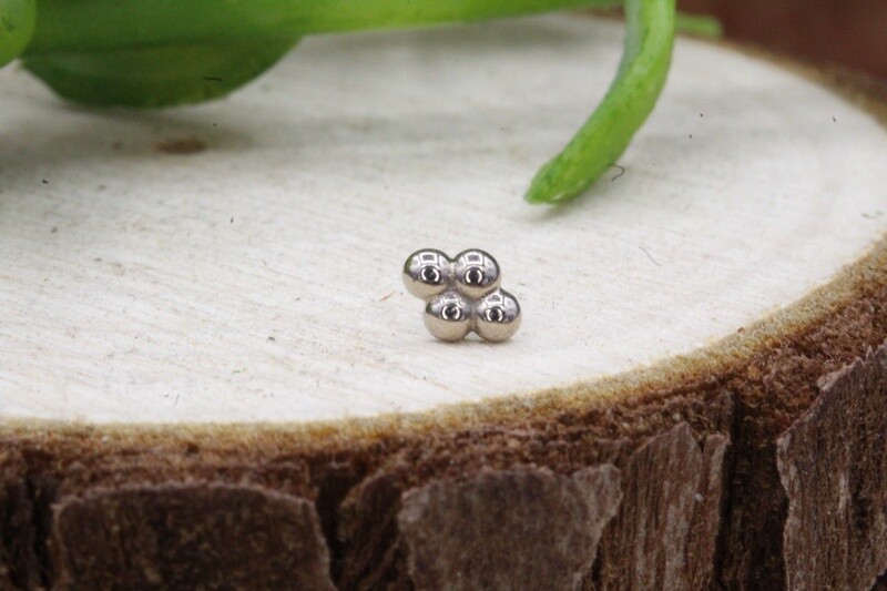 Threadless White Gold Bead Cluster Tops