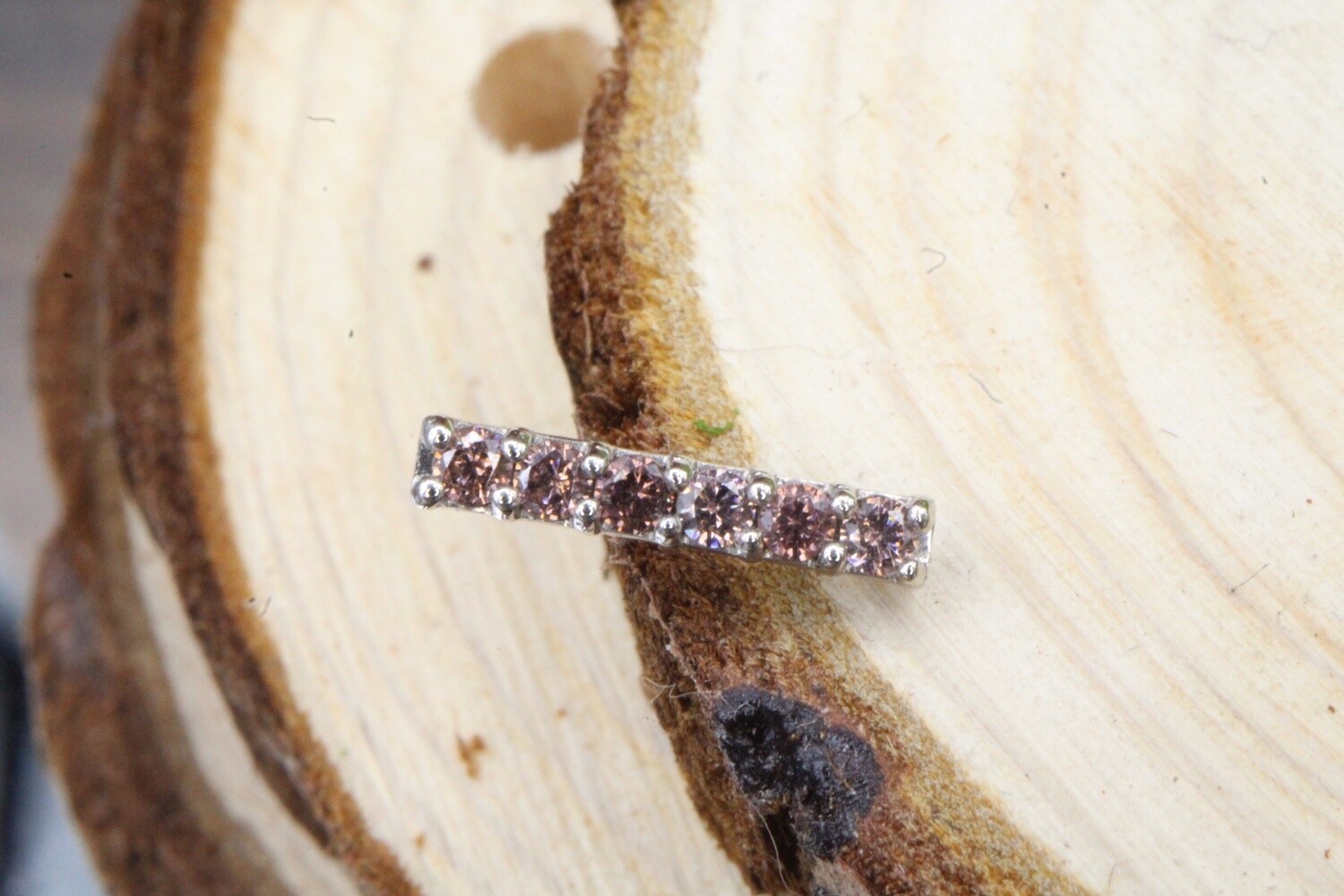 Threadless White Gold Gem Rail Top, Stone: Coffee CZ