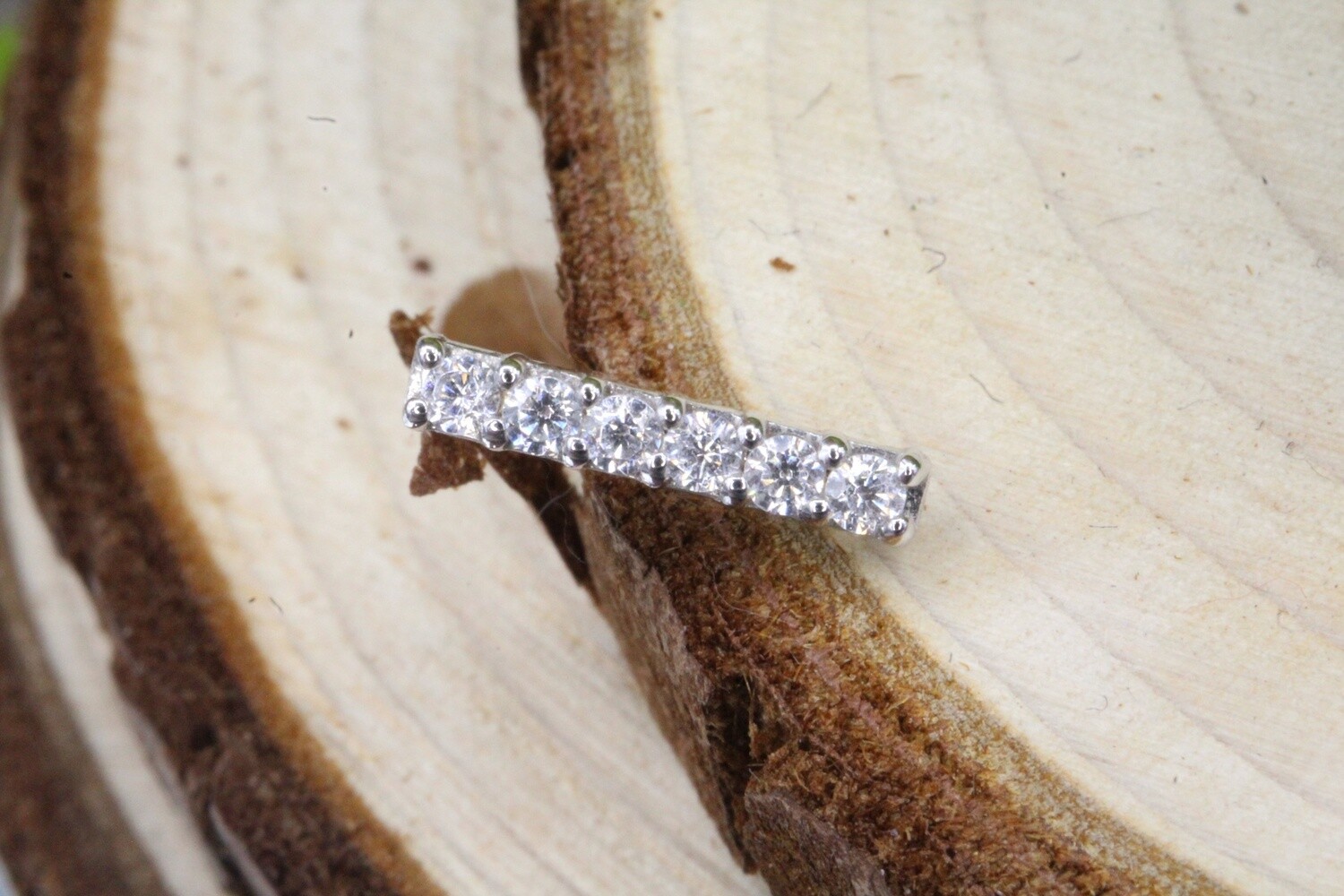Threadless White Gold Gem Rail, Stone: White CZ