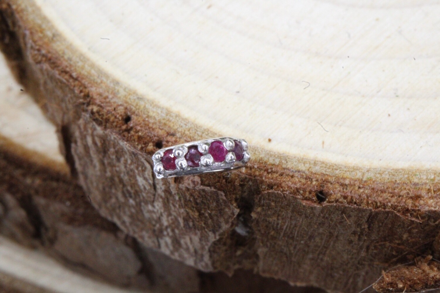 Threadless White Gold Gem Half Circle Top, Stone: Ruby