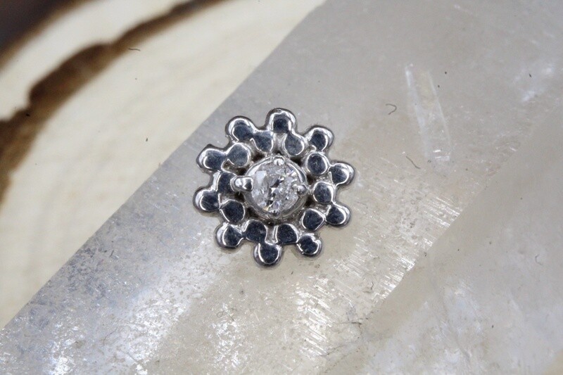Threaded White Gold Gem Afghan Top