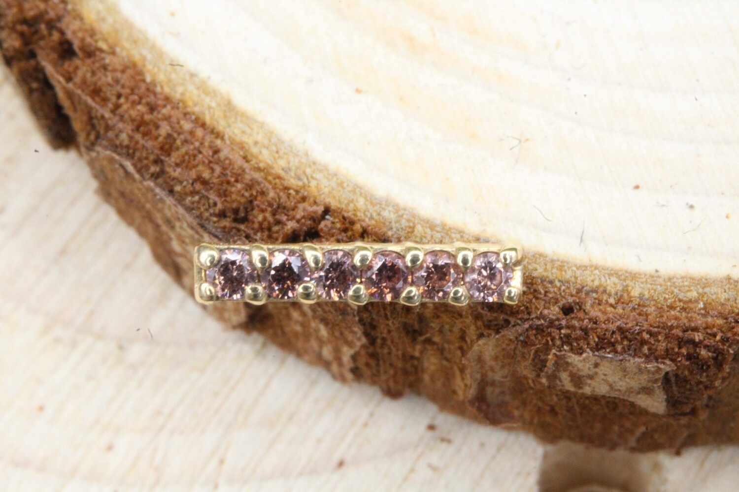 Threadless Yellow Gold Gem Rail Top, Stone: Coffee CZ