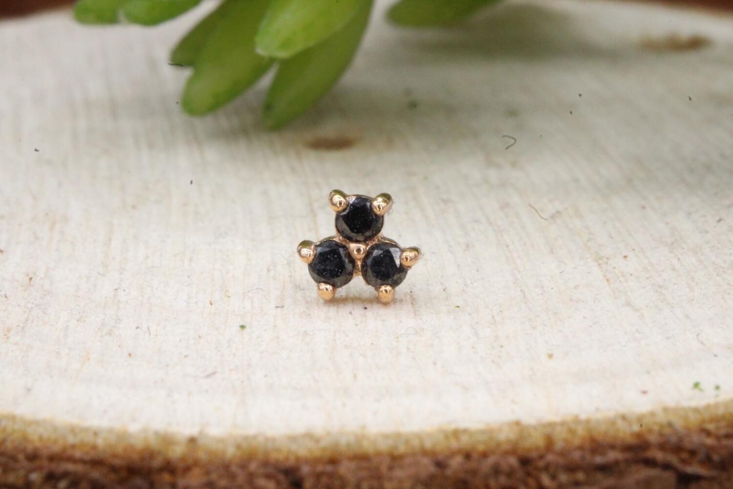 Threadless Rose Gold Vida Top, Stone: Black CZ