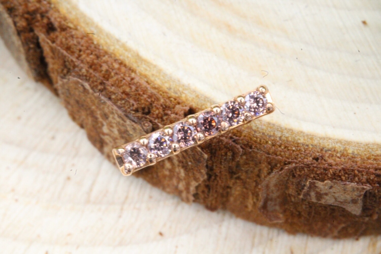 Threadless Rose Gold Gem Rail Top, Stone: Coffee CZ