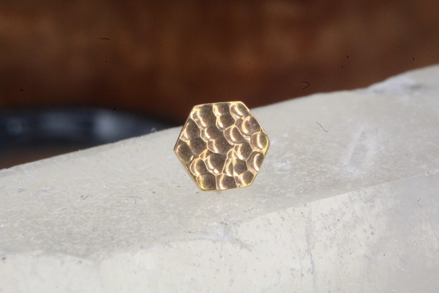 Threadless Rose Gold Hammered Hexagon