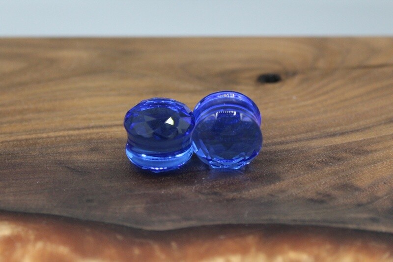 Double Flare Faceted Glass Plugs
