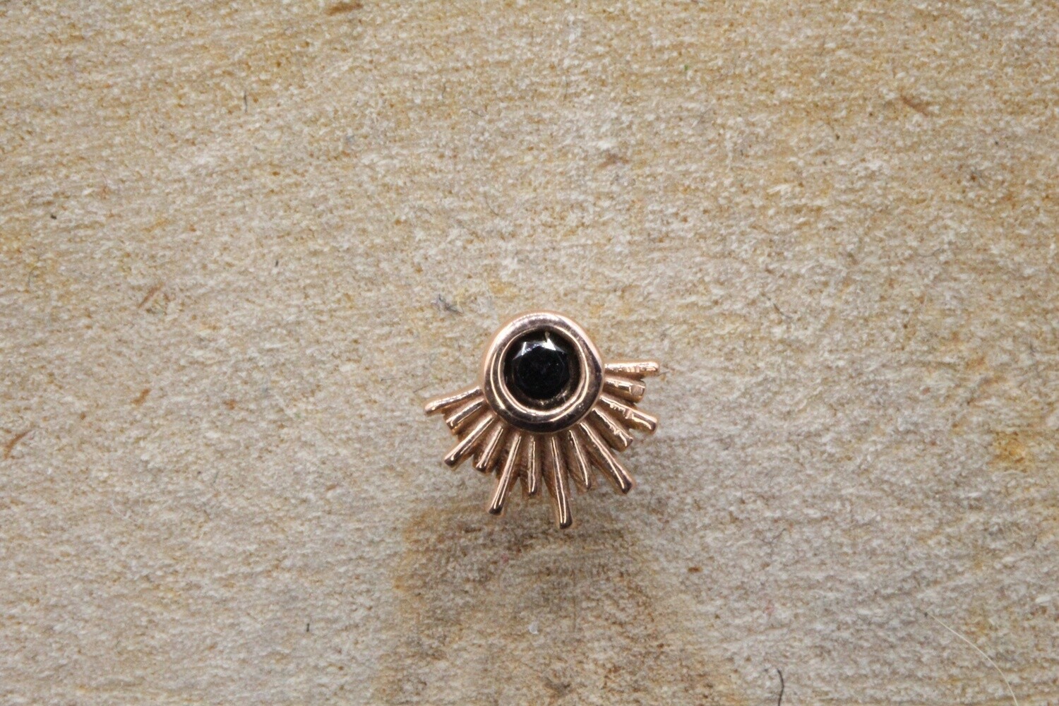 Threadless Rose Gold Blaze Top, Stone: Black CZ