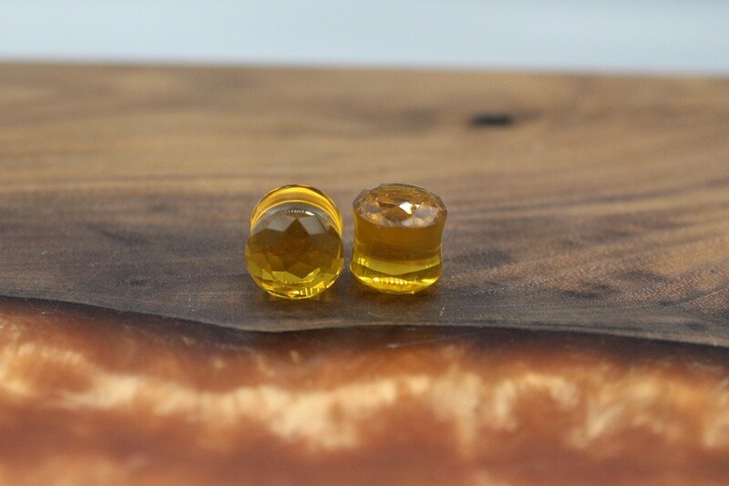 Double Flare Faceted Glass Plugs