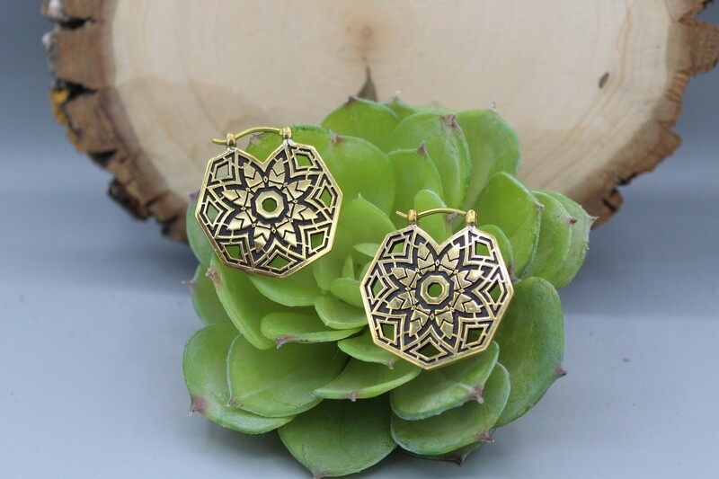 Brass Flowers Hoops