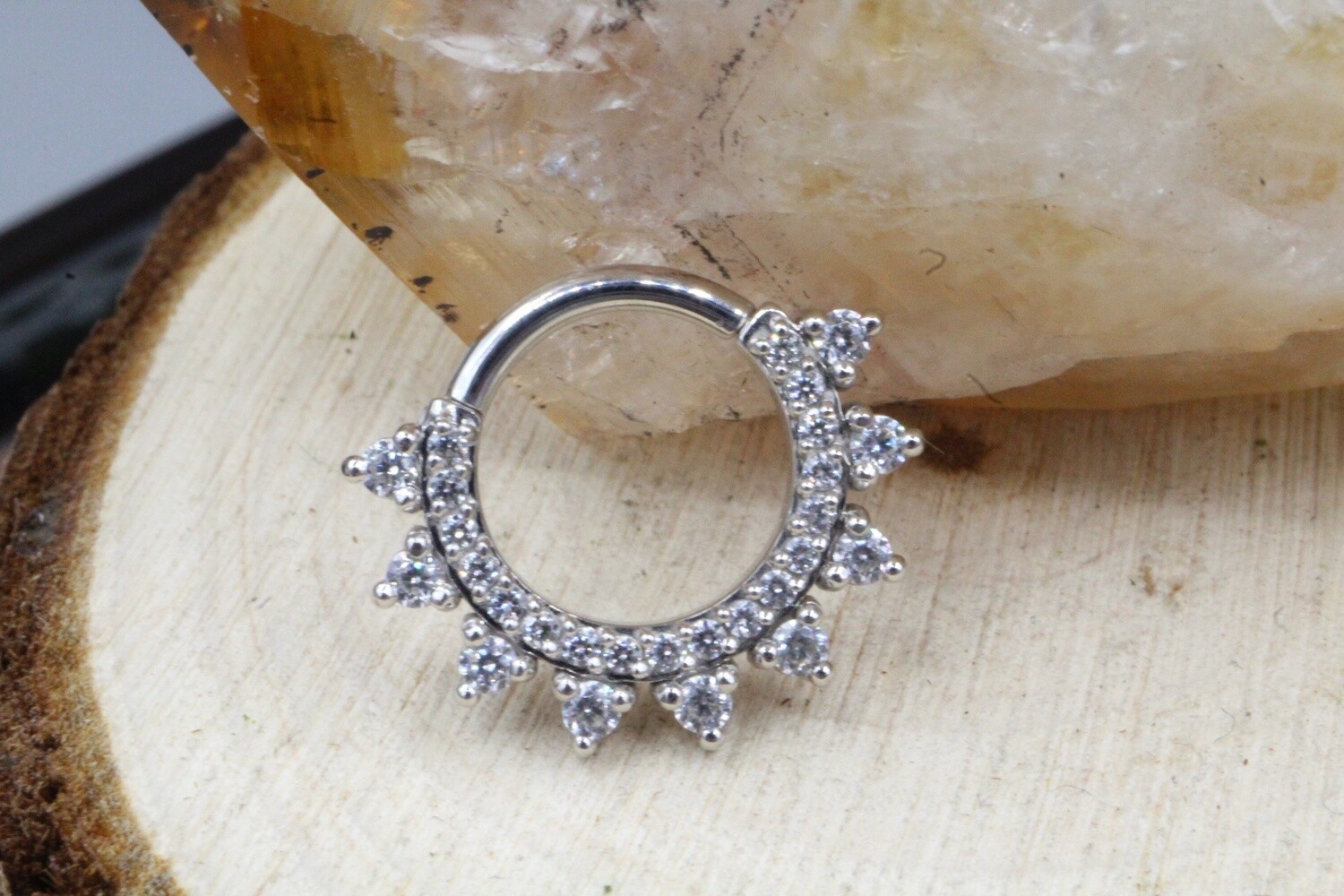 White Gold 1mm Gem Kolo Hinge, Size: 16ga 5/16&#39;&#39;, Stone: White CZ
