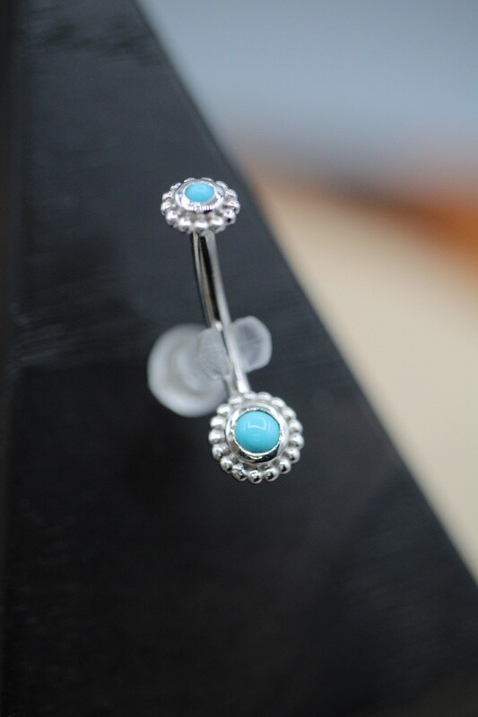 White Gold Beaded Raine Navel Curve