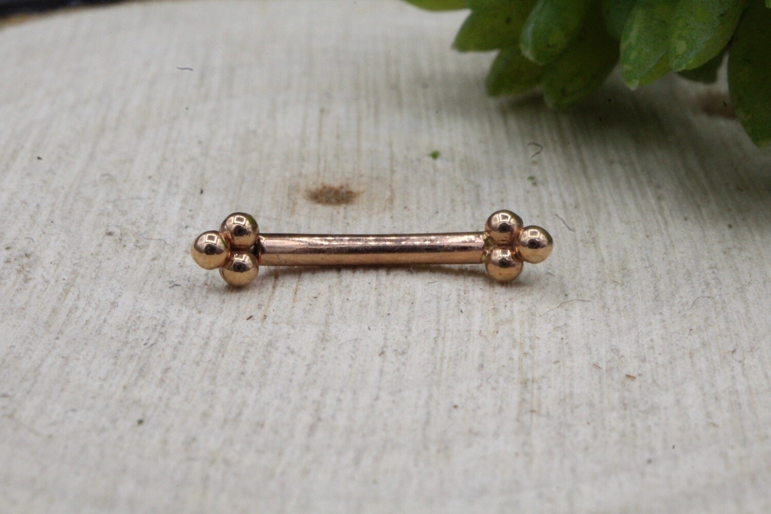 Rose Gold Tri Bead Curve, Size: 16g 5/16&#39;&#39;