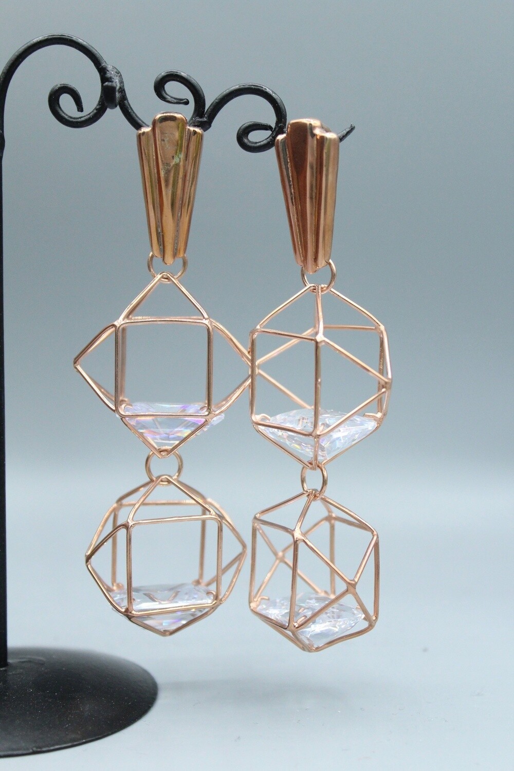 Chimera Weights, Gold Color: Rose Gold Plated, Stone: White CZ