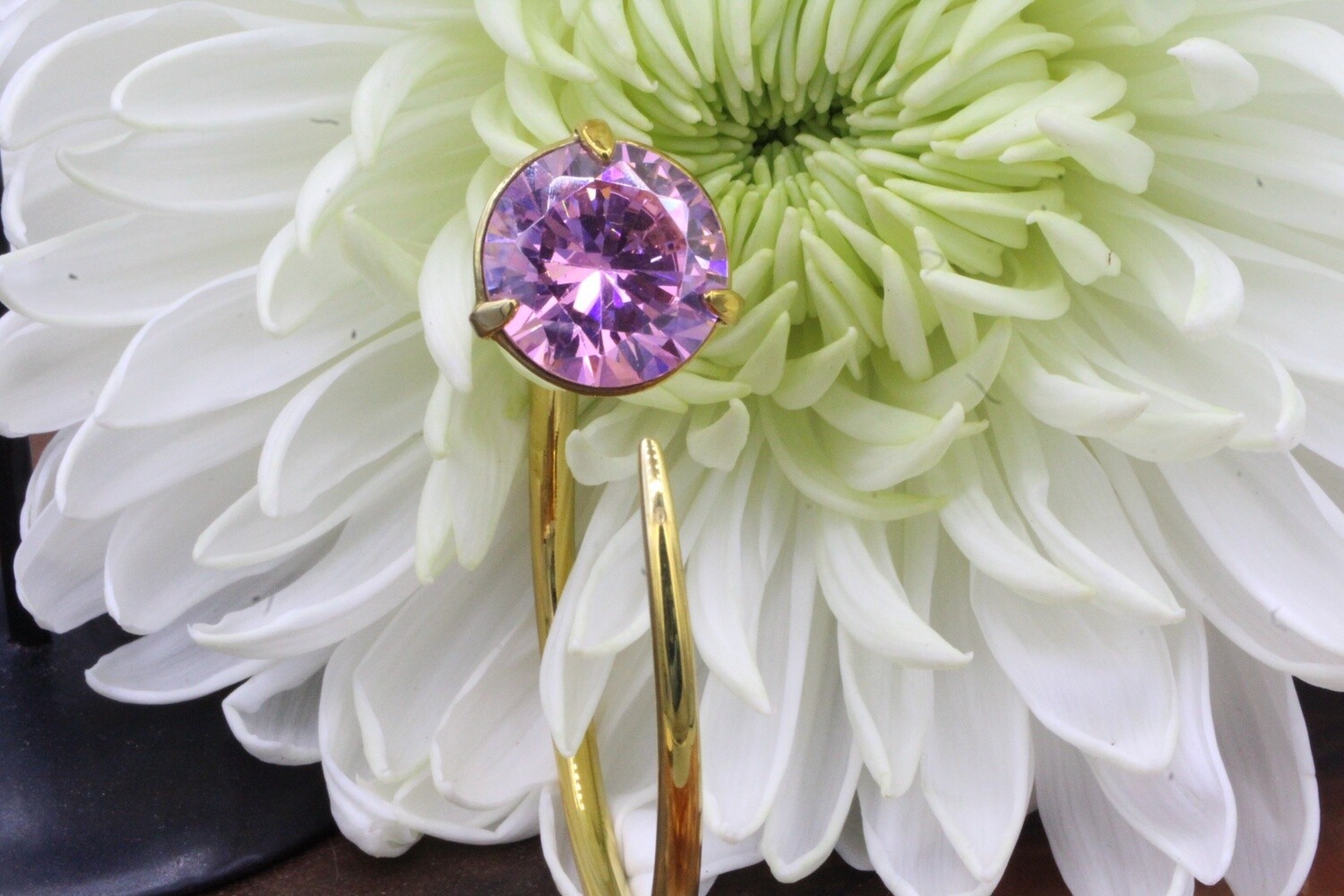 Brass Tsabit Weights, Gauge: 12g, Stone Cut: Round cut Pink CZ
