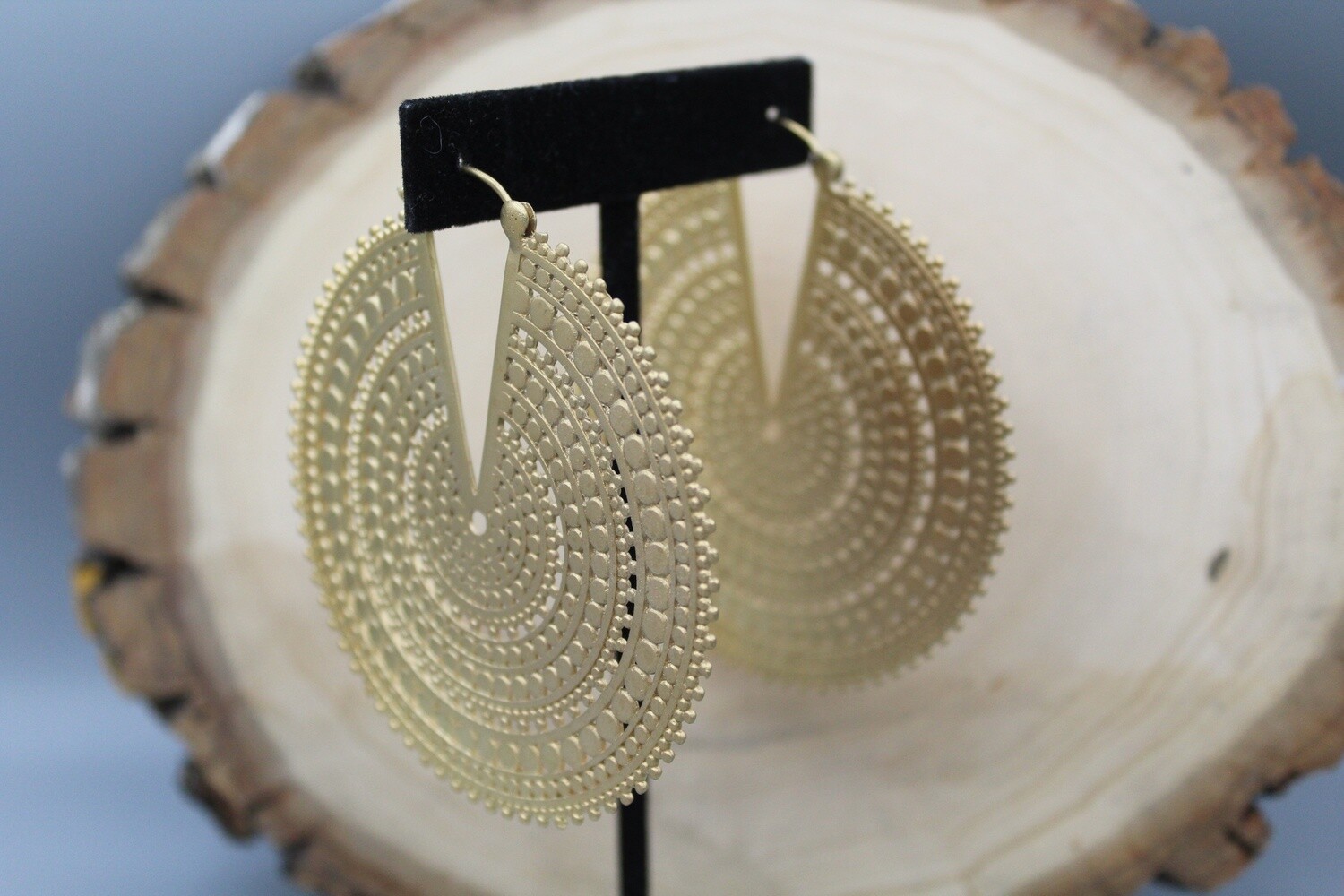 Ultra Afghan Satin Disc Hoops, Material: Yellow Gold Plated (Satin Finish)