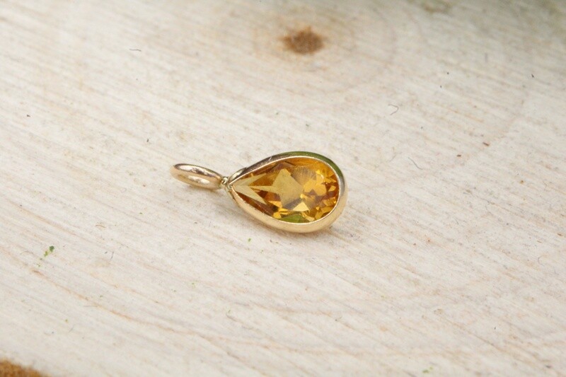 Yellow Gold Stone Drop Charm