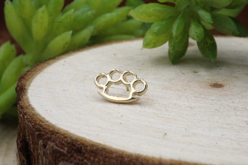 Threadless Yellow Gold Brass Knuckle Top