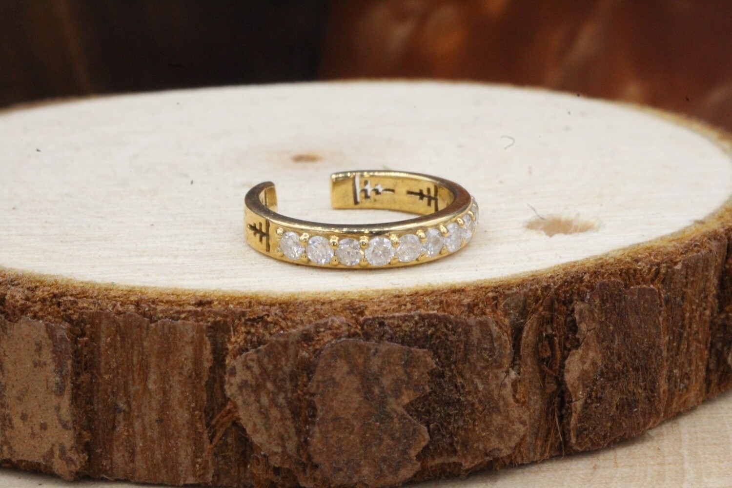 Yellow Gold Karma Ear Cuff, Material: Yellow Gold with White Diamond