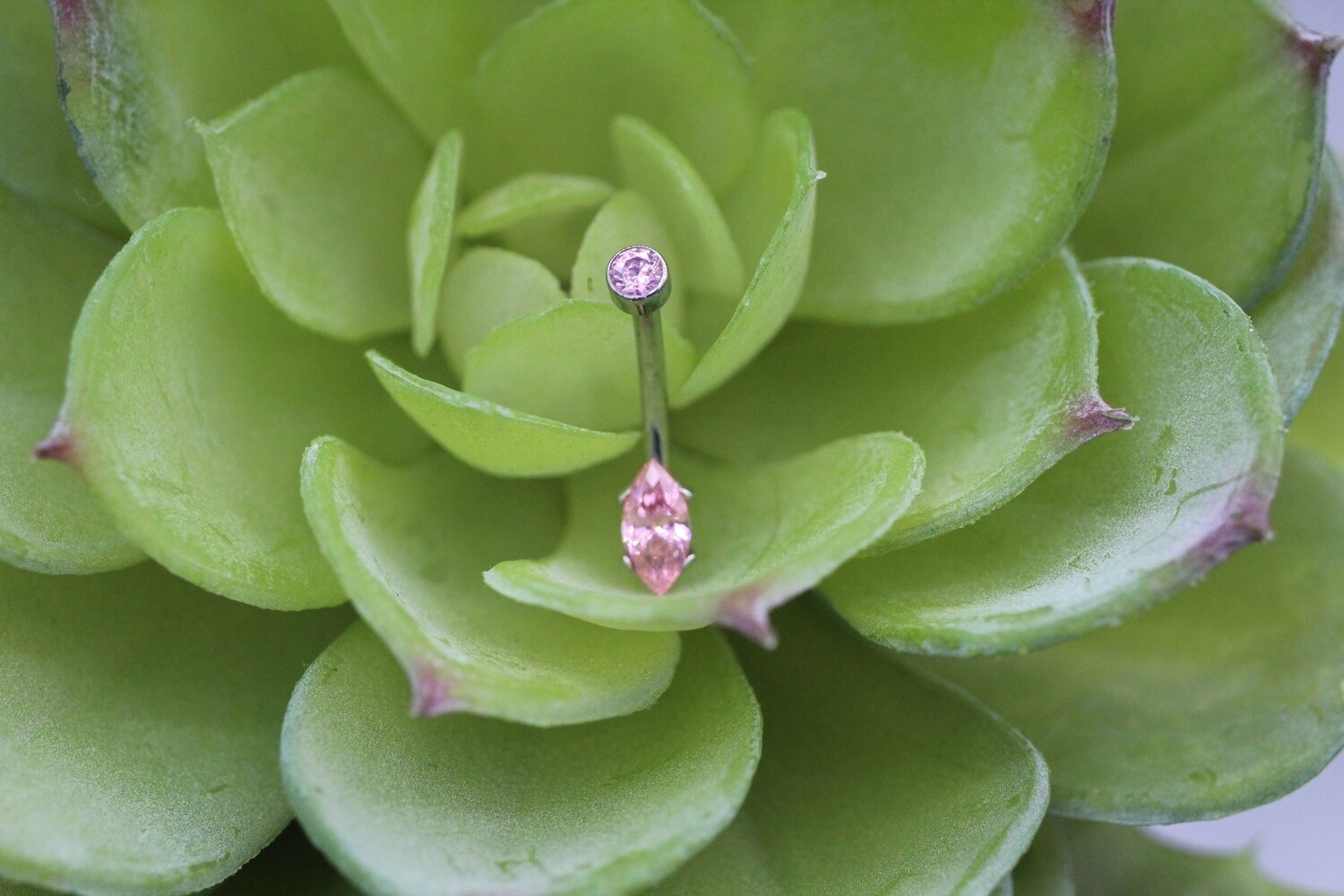 Threaded Titanium Marquise Navel Curves, Length: 5/16&#39;&#39;, Colour: Pink Tourmaline