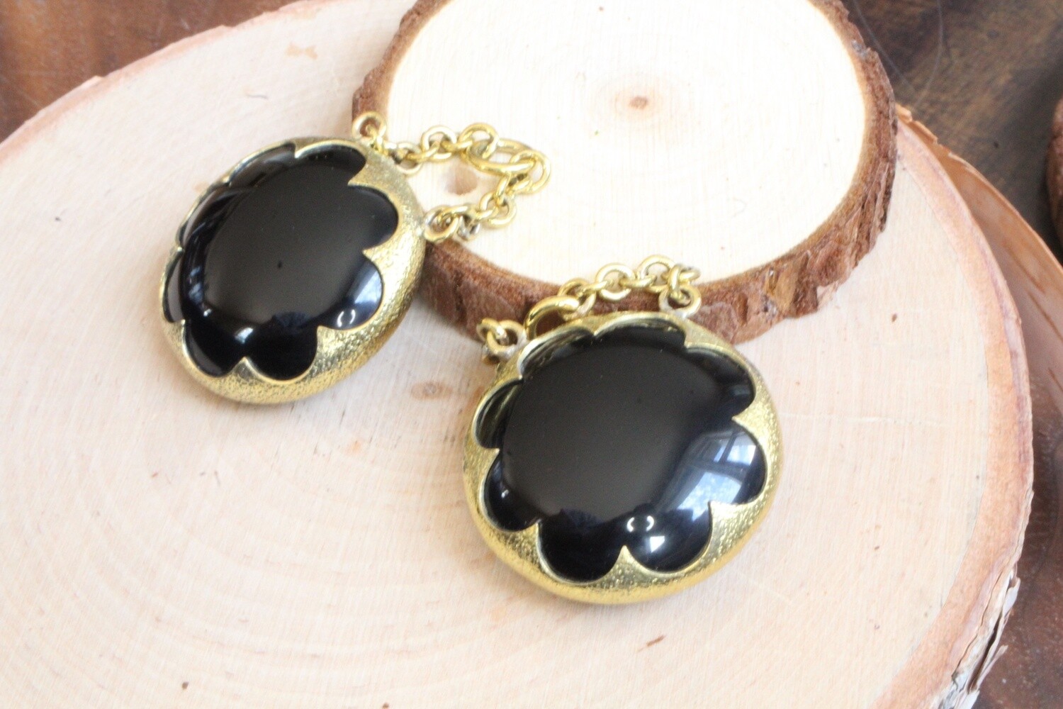 Brass Cushion Weights, Stone: Black Obsidian