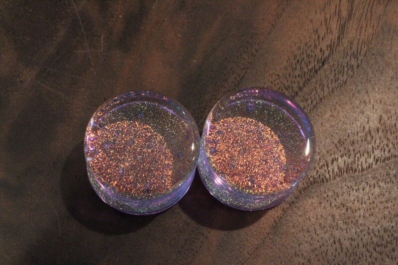 Double Flare Deluxe Dichroic Glass Plugs