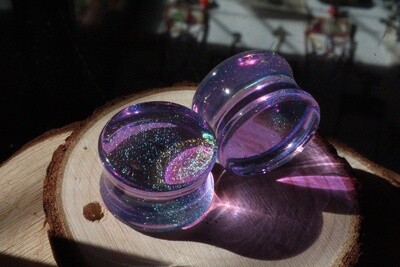 Double Flare Deluxe Dichroic Glass Plugs