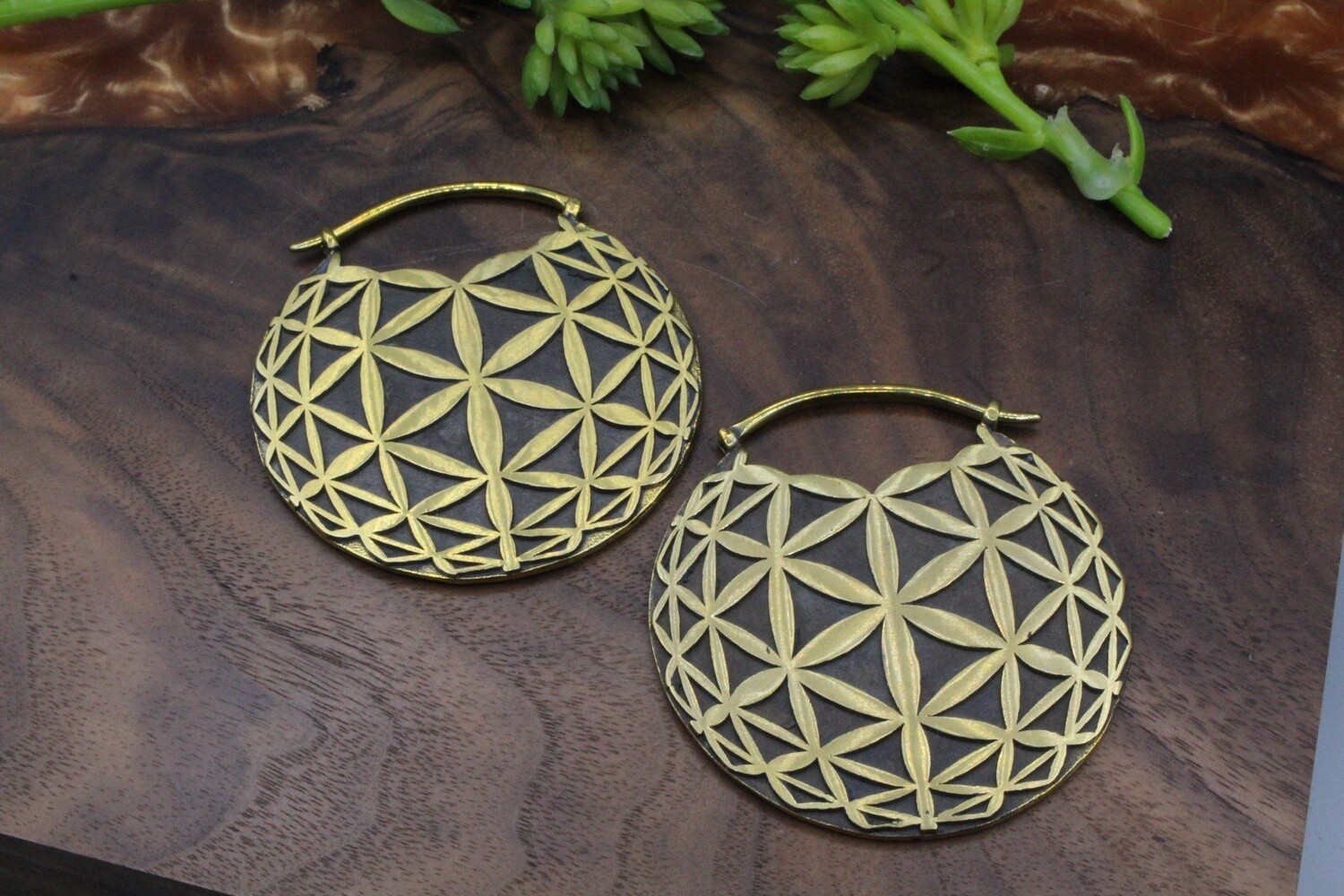Brass Flower of Sacred Life Weights, Gauge: 12g, Material: Yellow Brass
