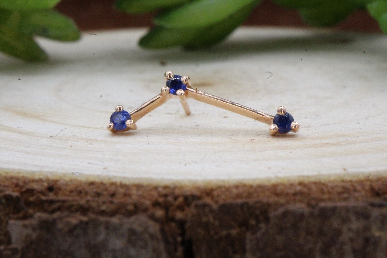 Threadless Rose Gold Astera 3 Top, Stone: Blue Sapphire