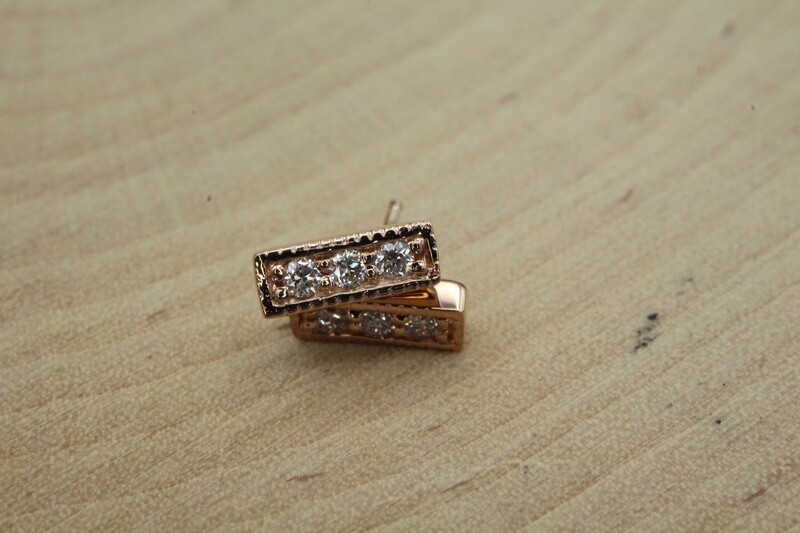 Threadless Rose Gold 3 Gem Millgrain Strip