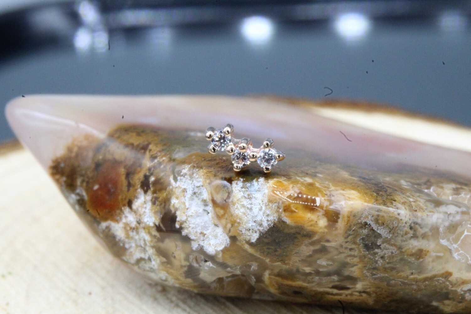 Threadless Rose Gold Muse, Karat: 14k, Stone: White CZ