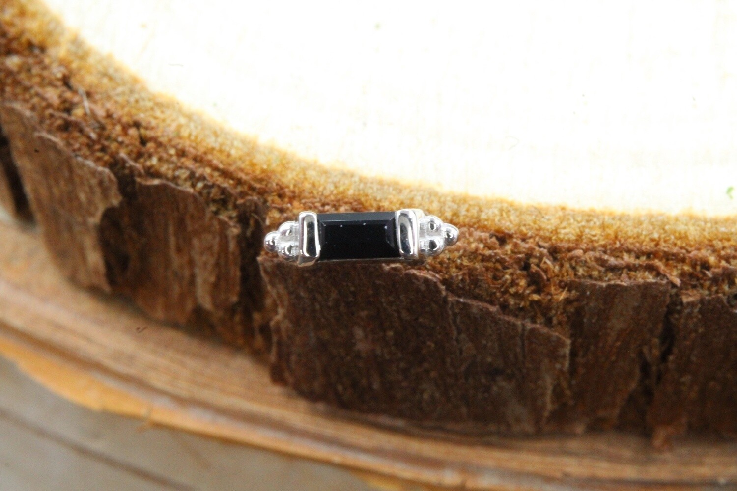 Threadless White Gold Siva, Stone: Smoky Quartz